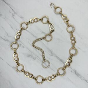 Textured Open Circle Ring Gold Tone Chain Link Belt Small (S) ✨